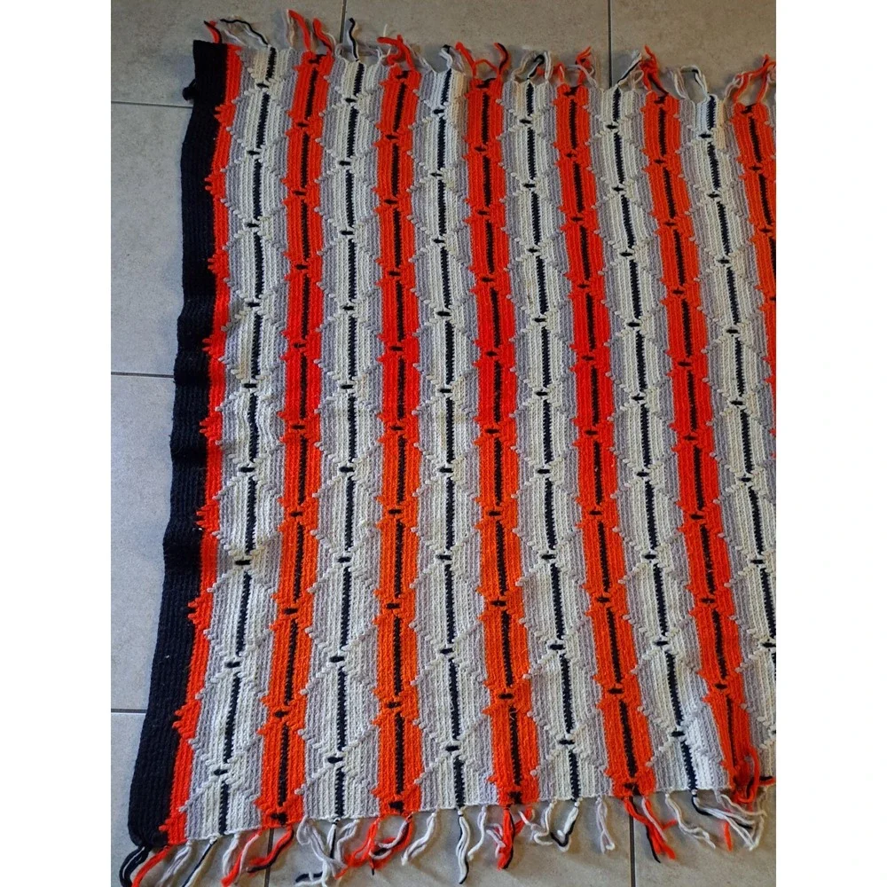 Vintage Handmade Crochet Rectangle Afghan‎ Blanket Throw 84 X 47